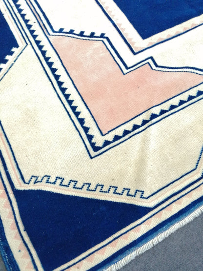 10 x 6.5 Blue Hand Made Rug Vintage Turkish  Rug,Soft wool Rug  Bohemian Rug, Living Room Rug, Oushak Rug, Hand Knotted Rug,Weaving Rug