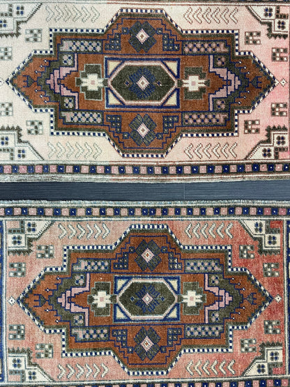 Coordinating Small Rug Turkish Rug Mini Twin Small Area Rug 1.7 x 3.3 Turkish Pair of Persian Hand Made Rug Matching Oriental Vintage Rug