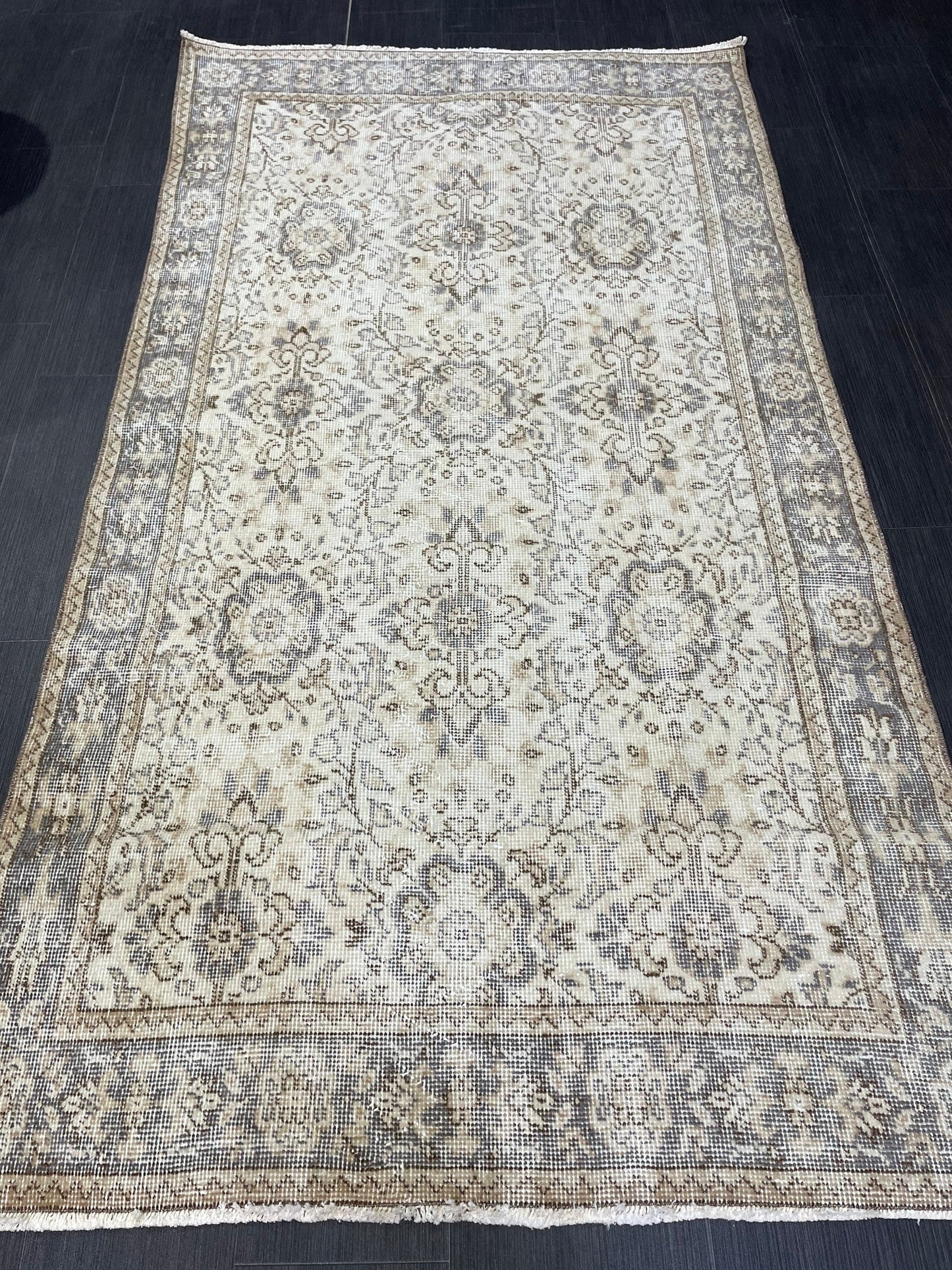 Neutral Rug, TURKISH 3.9 x 7 Rug,Distressed Vintage Antique Rug Vintage Wool Distressed Rug Neutral Handmade Rug