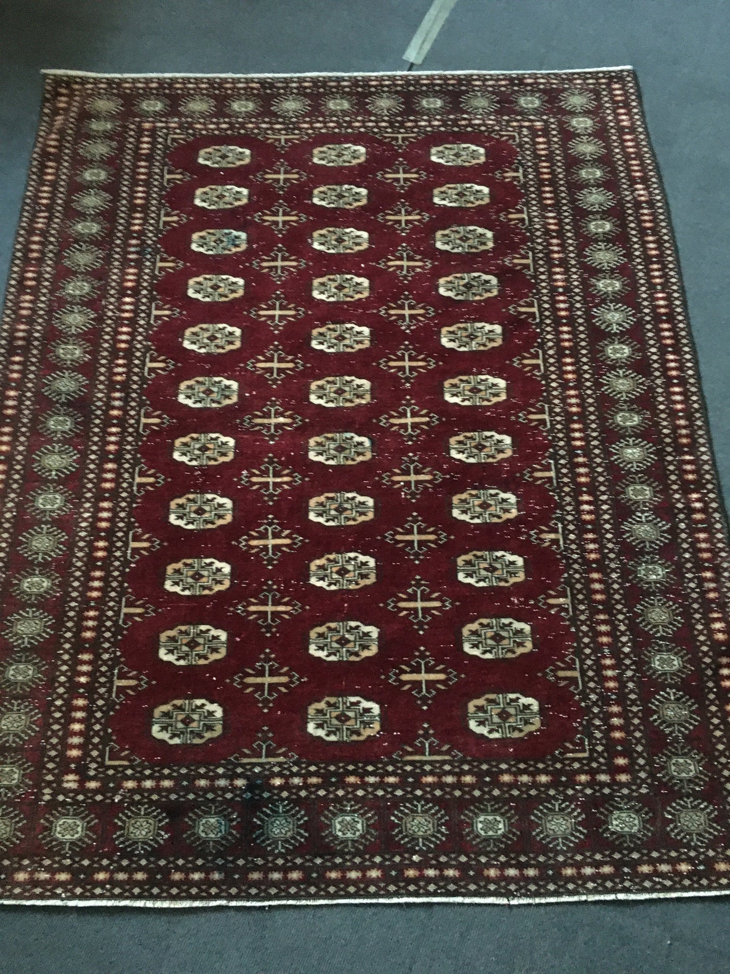 4.3x5.4 feet wool new turkish rug, handmade vintage kitchen rug, large wide living room rug, persian motif red rug, brown bedroom floor rugs