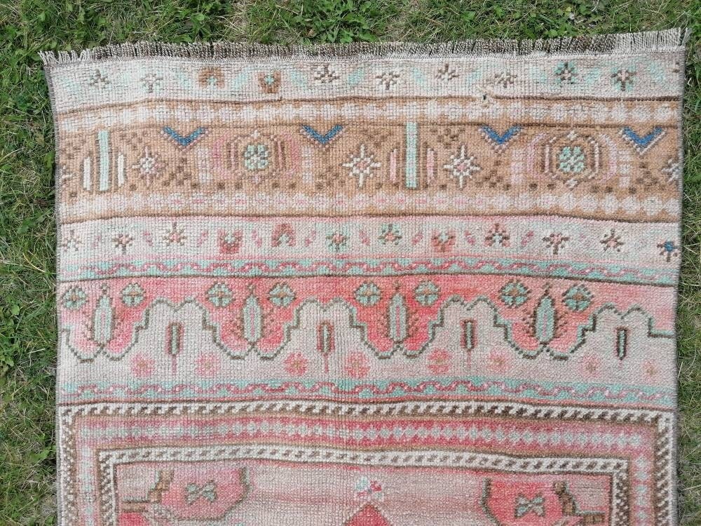 2'7x8'2 wool oushak runner rug hallway handmade runner, vintage runner rug turkish runner rug kitchen runner