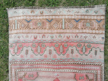 2'7x8'2 wool oushak runner rug hallway handmade runner, vintage runner rug turkish runner rug kitchen runner