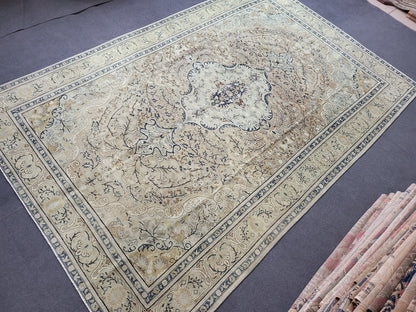 Persian RUG Oriental 6.2 x 9.7 Rug Large Area Rug, VINTAGE Rug, Turkish Low Wool Pile Rug,Hand Knotted Rug Antique Rug Muted Anatolian Rug
