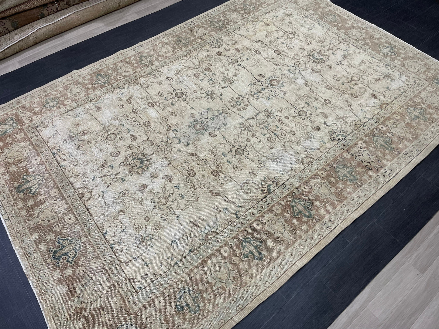 Distressed RUG Vintage Rug 7.5 x 10.8 Vintage Persian Rug Muted Wool Oriental Rug Blue Hand Made Rugs Blue Distressed Turkish Antique Rug