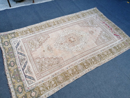 Oushak turkish rug, vintage turkish rug,oushak vintage rug,vintage rug,kitchen rug, vintage anatolian rug,unique hand made bohemian 8'4x4'9