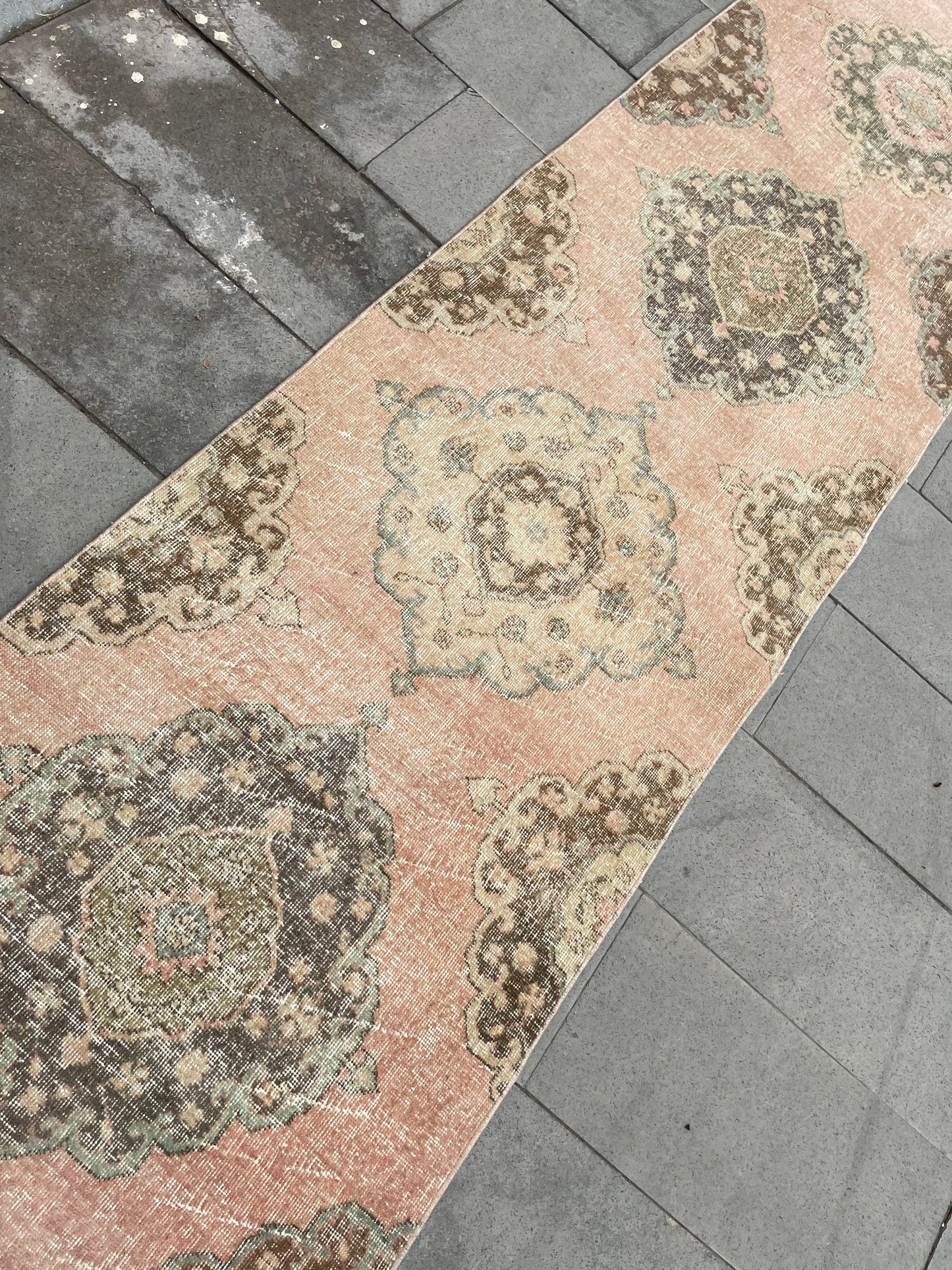 Handmade Extra Long Turkish 2.8 x 21.8 Runner, Very Long Oushak Runner Rug, Vintage Runner Rug, Pink XL Stairs Runner Rug Staircase Runner