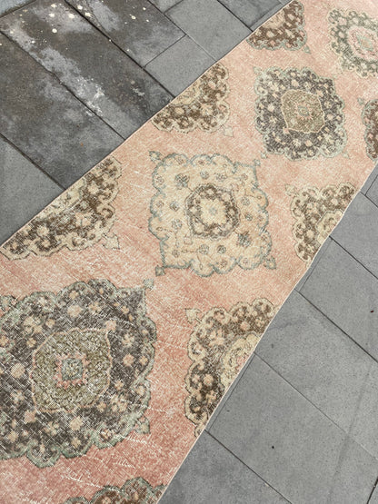 Handmade Extra Long Turkish 2.8 x 21.8 Runner, Very Long Oushak Runner Rug, Vintage Runner Rug, Pink XL Stairs Runner Rug Staircase Runner