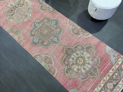 Turkish Runner Rug, Hand Knotted 2.8 x 12.7 Runner Rug, Vintage Runner Rug, Hallway Runner Rug, Persian Kitchen Runner Rug, Runner Rug