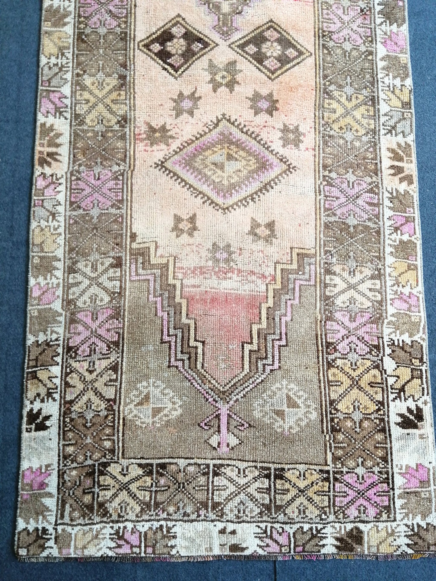 Oushak Runner Rug Turkish 3.4 x 11  Runner Rug Vintage Runner Rug Hallway Runner Rug Kitchen Runner Rug Wool Runner Rug Wool Oushak Rug