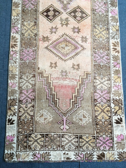 Oushak Runner Rug Turkish 3.4 x 11  Runner Rug Vintage Runner Rug Hallway Runner Rug Kitchen Runner Rug Wool Runner Rug Wool Oushak Rug