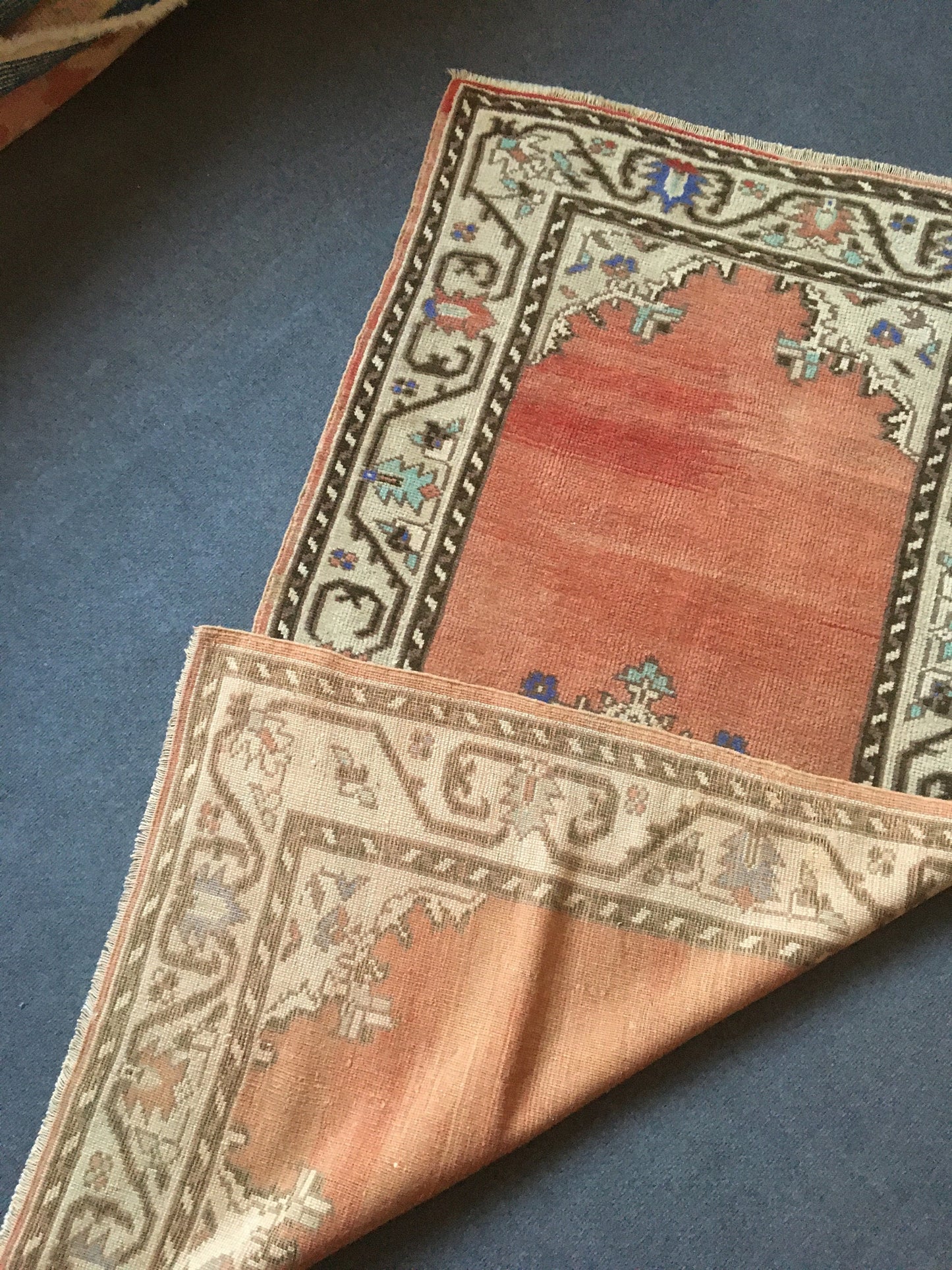 3.2x6 feet red turkish bedroom large rug, vintage blue handmade rug, wide living room rug, kitchen middle wool rug, bathrom floor bohem rug