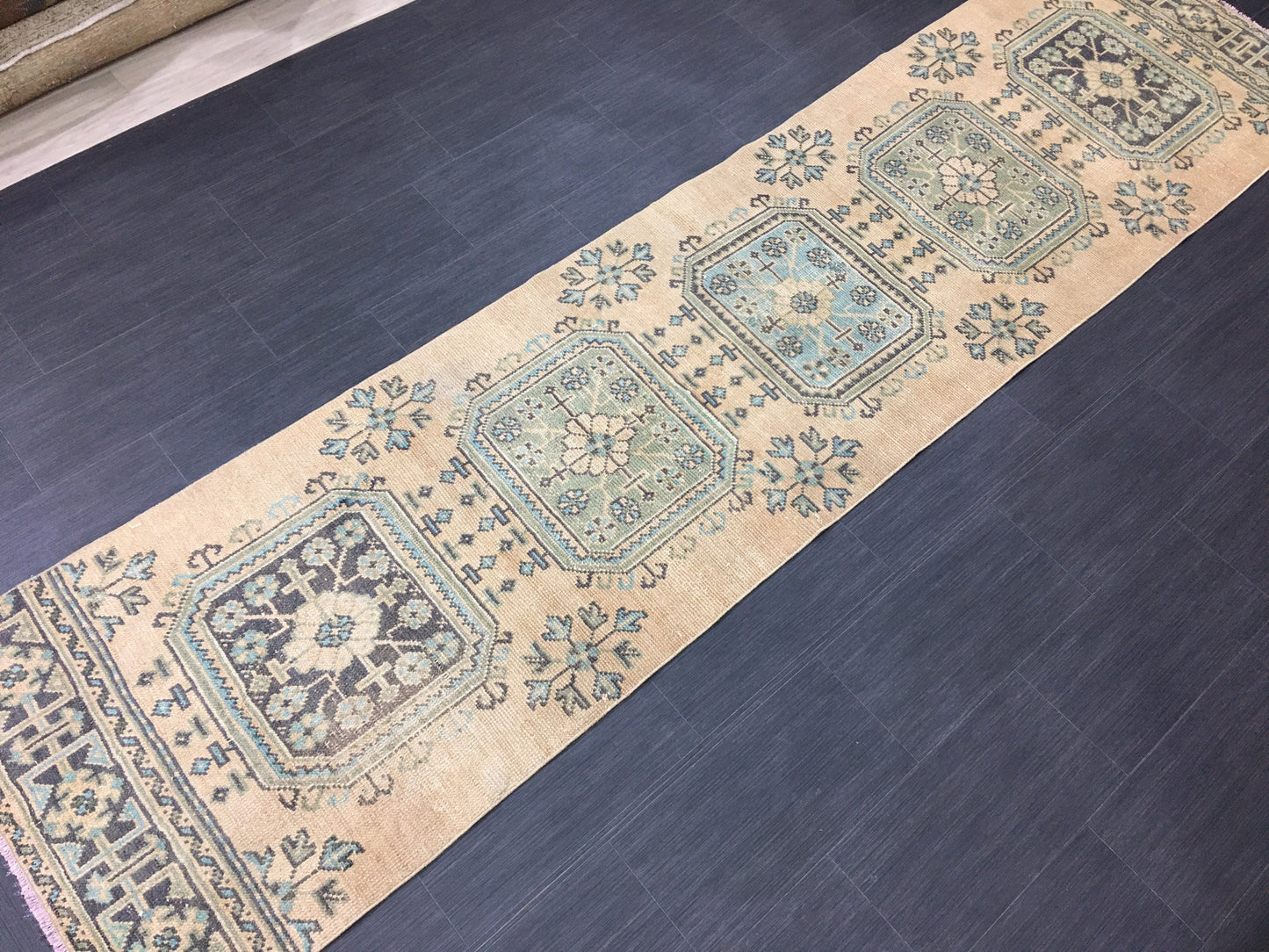 Vintage Runner Rug 2.5 x 11..6 Turkish Runner Rug Oushak Runner Rug Blush Hallway Runner Rug Kitchen Runner Rug Wool Runner Rug