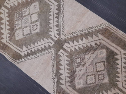 NEUTRAL Turkish RUNNER Rug Neutral 2.7 x 9.6 RUNNER Vintage Muted Short Runner Oriental Runner Rug, Turkish Runner Neutral Persian Runner