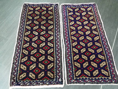 Twin Vintage Rug Mini Rug Navy Oushak Rug Small Area Rug Pair Turkish Rug Hand Made Rug A Pair Small Rug Twin Oriental Rug