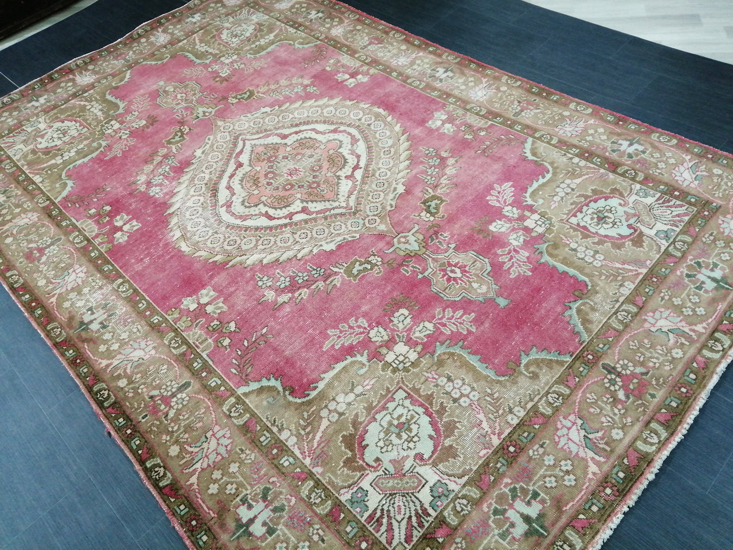 Vintage Persian Rug 6.5 x 9.6 Vintage Oriental Rug Handmade Persian Rugs Traditional Rug, Living room Rug, Vintage Oushak Rug, Wool Rug