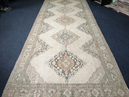 12.7 x 5 Oushak Runner Rug Turkish Runner Rug Vintage Runner Rug Hallway Runner Rug, Muted Oushak Rug, Vintage Turkish Rug
