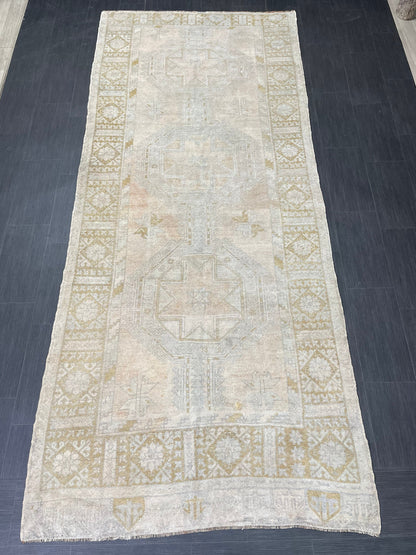 Muted Oushak Runner Rug 5 x 11.5 Vintage Turkish Runner Rug Vintage Runner Rug Hallway Runner Rug Kitchen Runner Rug Wool Runner Rug