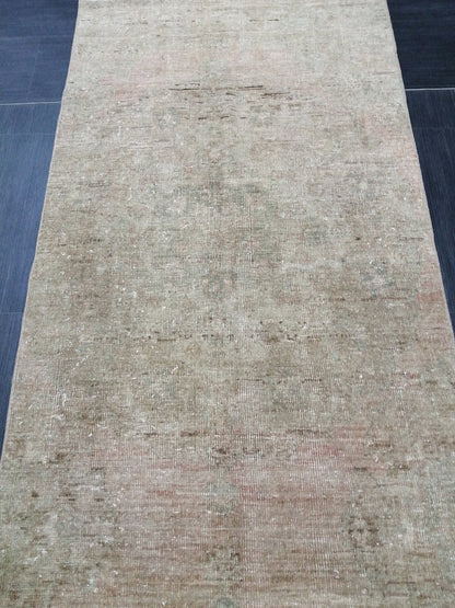 Muted Oushak Runner 13 x 2.9 Turkish Runner Rug Muted Vintage Runner Rug Hallway Runner Rug Kitchen Runner  Wool Runner Rug Wool Oushak Rug