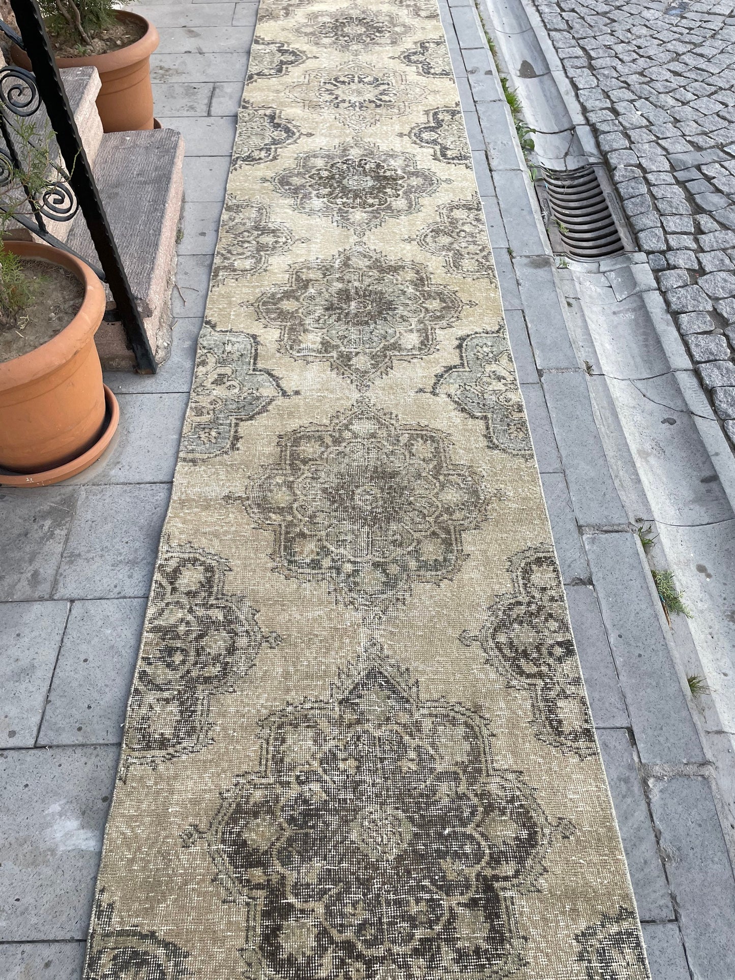 Muted Extra Long Handmade Runner Rug 2.7 x 23.5 Long TURKISH Runner Rug Vintage Runner Rug Staircase Runner Hand Knotted Runner