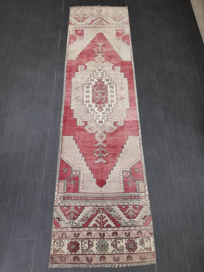 Vintage Oushak Runner Rug Turkish Runner Rug 2.8 x 11 Vintage Runner Rug Hallway Runner Rug Kitchen Runner Wool Runner Rug Wool Oriental Rug