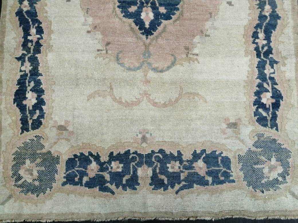 Persian Rug, Muted Vintage Rug,  5x9 Blue Turkish Rug, Wool Entryway Rug, Livingroom Rug Oushak Rug Navy Oriental Rug
