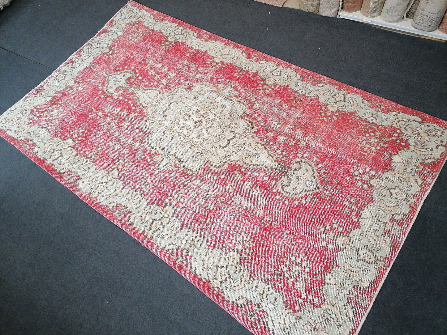 9'7x5'6 turkish oushak rug  vintage oushak rug vintage runner rug wool oushak rug distressed hand made rugs