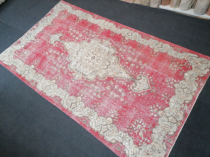 9'7x5'6 turkish oushak rug  vintage oushak rug vintage runner rug wool oushak rug distressed hand made rugs