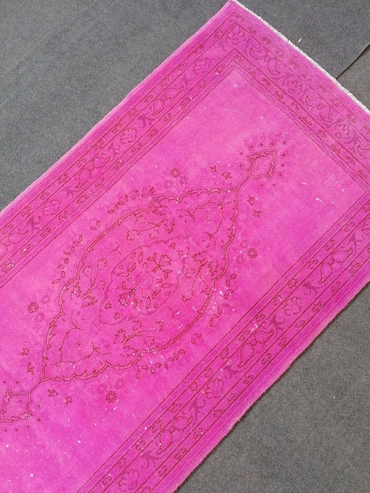 2.10 x 8.10 Handmade pink turkish runner rug, oushak vintage runner rug, vintage anatolian rug