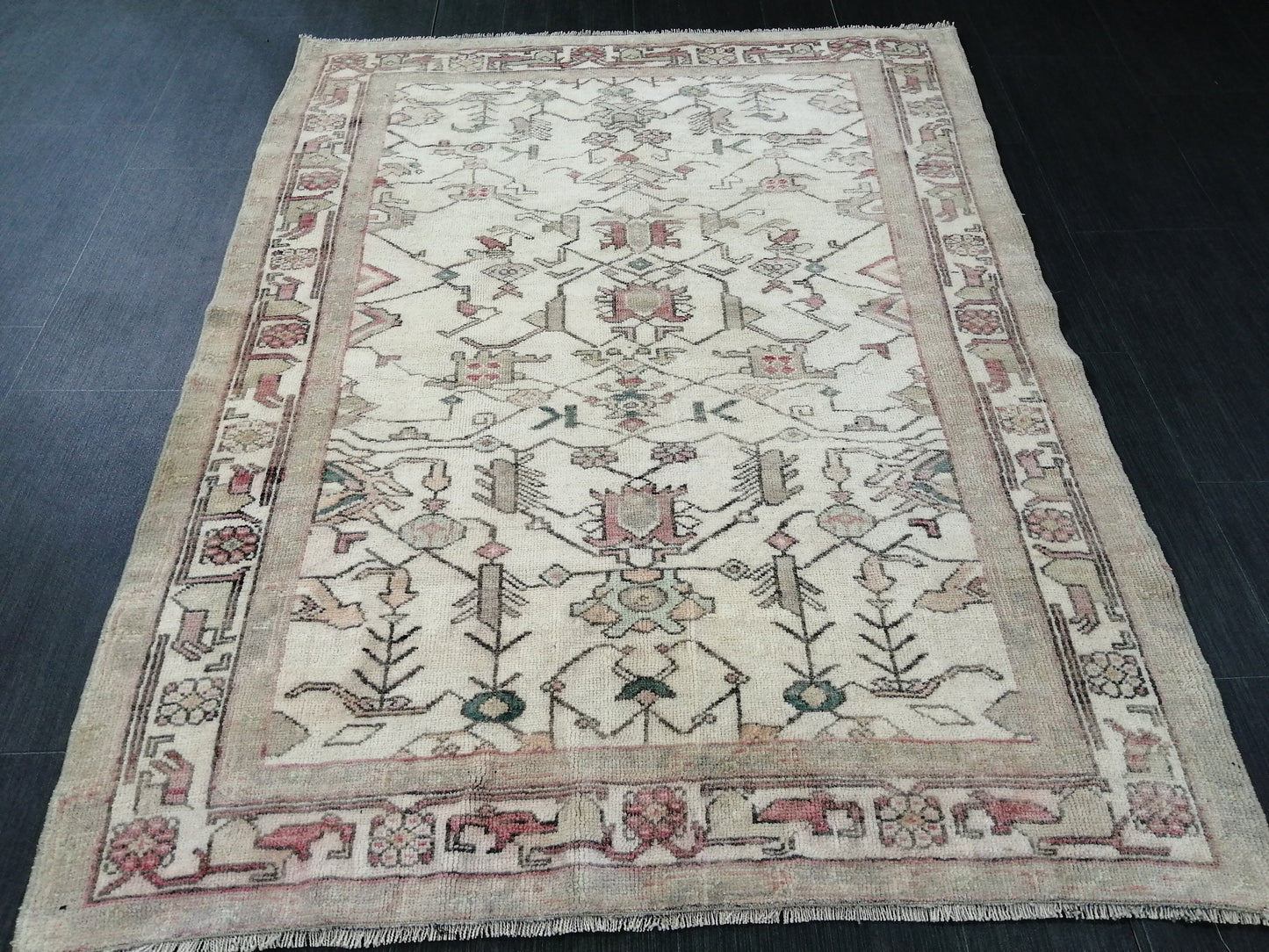 4 X 5 OUSHAK RUG Wool TURKISH Oushak Rug Vintage Oushak Runner Rug Vintage Hand Made Rugs Vintage Turkish Rug