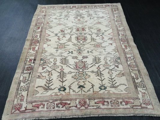 4 X 5 OUSHAK RUG Wool TURKISH Oushak Rug Vintage Oushak Runner Rug Vintage Hand Made Rugs Vintage Turkish Rug