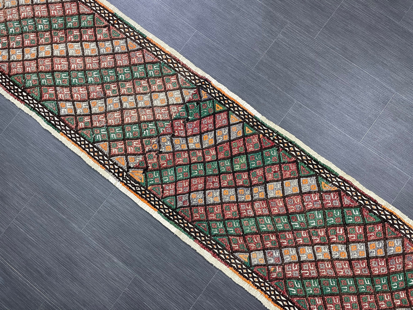Handmade Embroidery Runner Rug 1.8 x 8 Turkish Runner Rug Flat weave Vintage Runner Rug  Flat-woven Hallway Runner Rug Kitchen Runner