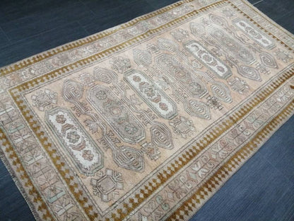 WOOL RUGS, 3.3 x 5.9 Vintage Turkish Oushak  Rug, Hand woven Rug, Persian Living Room Rug, Oriental Rug, Farmhouse Rug,Knotted Rug