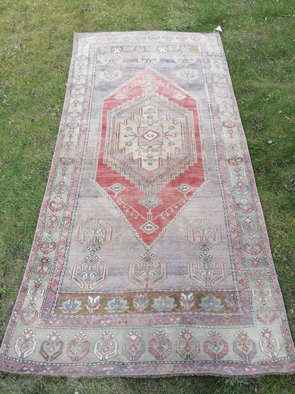 8'8x4'3 vintage rug, vintage oushak rug, unique hand made rug, kitchen area rug, bohemian traditional rug