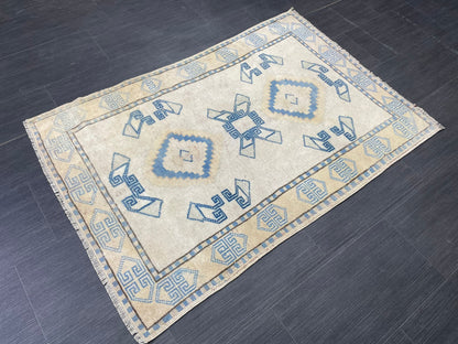 Oriental Wool RUG TURKISH Rug 3 x 4.4 ft Vintage Oushak Rug Vintage Persian Rug Wool Oushak Rug Handmade Vintage Turkish Rug