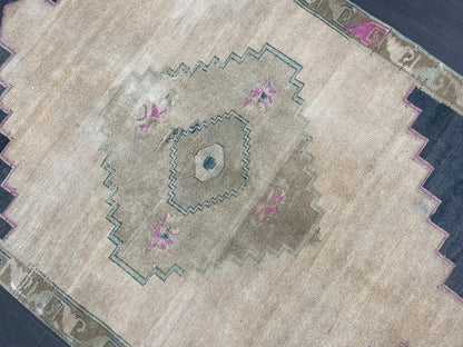 Muted Vintage RUG TURKISH 4 x 6.2 Oushak Rug Vintage Oushak Rug Vintage Rug Muted Navy Rug HandMade Rug Vintage Neutral Rug