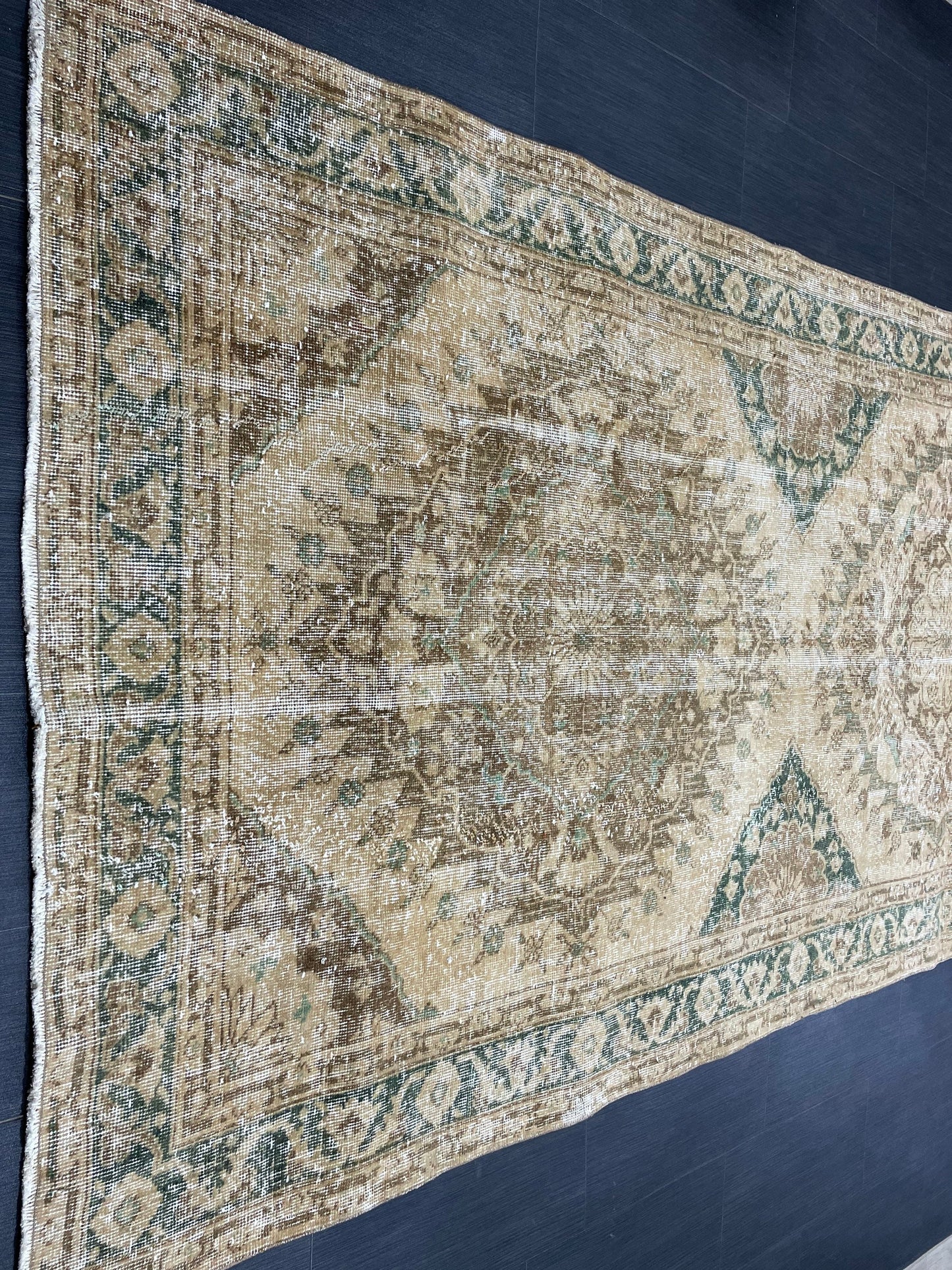 Vintage Runner Rug 4.8 x 13.2 Muted Turkish Runner Rug Hand Made Runner Rug Vintage Runner Rug Hallway Runner Rug Distressed Runner