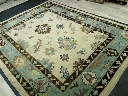 11.8 x 9.5 Large OUSHAK RUG, Wool TURKISH Oushak Rug, Vintage Oushak  Rug, Rug, Wool Oushak Rug Hand Made Rugs, Made In Turkey 9x12