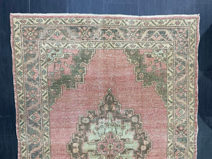 Handmade Rug, Vintage 4.4 x 6.4 Turkish Rug, Persian Rug, NATURAL Wool Rug, Living Room Rug, Oushak Rug, Hand Knotted Rug, Kitchen Rug,