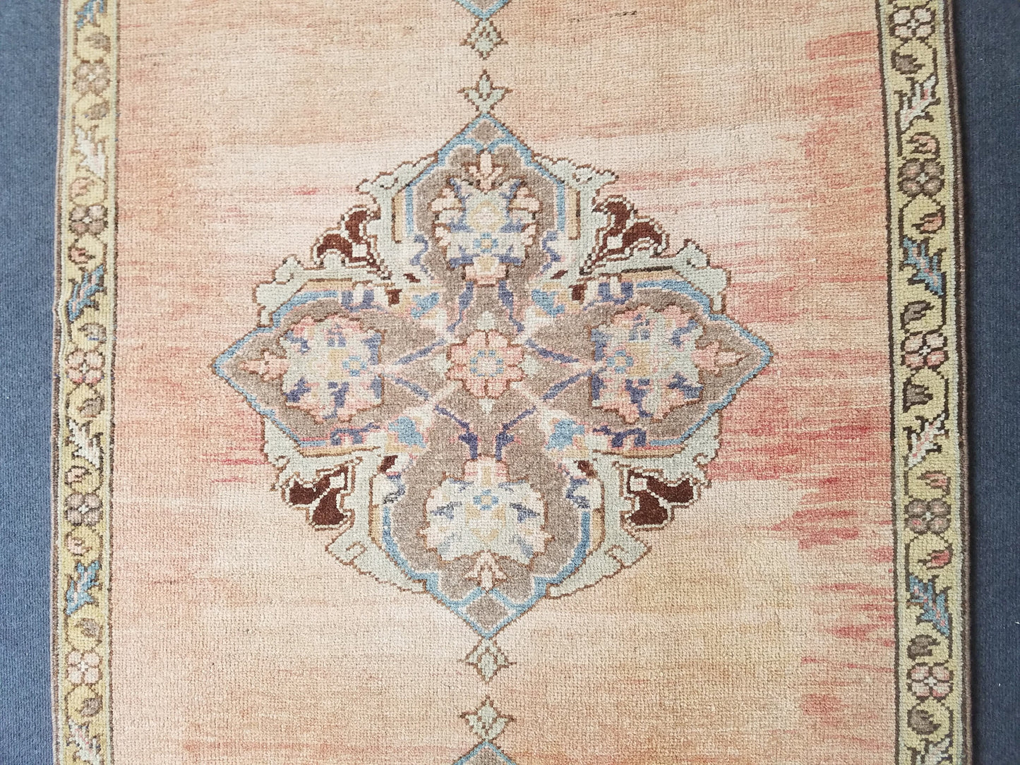 3'5x9'4 oushak wool runner rug,turkish handmade rug, hallway runner rug, vintage runner rug, kitchen runner rug