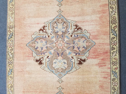 3'5x9'4 oushak wool runner rug,turkish handmade rug, hallway runner rug, vintage runner rug, kitchen runner rug