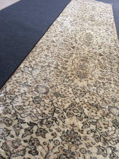2.4 x 10.8 Oushak Runner Rug, Turkish Runner Rug, Vintage Runner Rug, Hallway Runner Rug, Kitchen Runner Rug,Cream Runner Rug,Neutral Runner