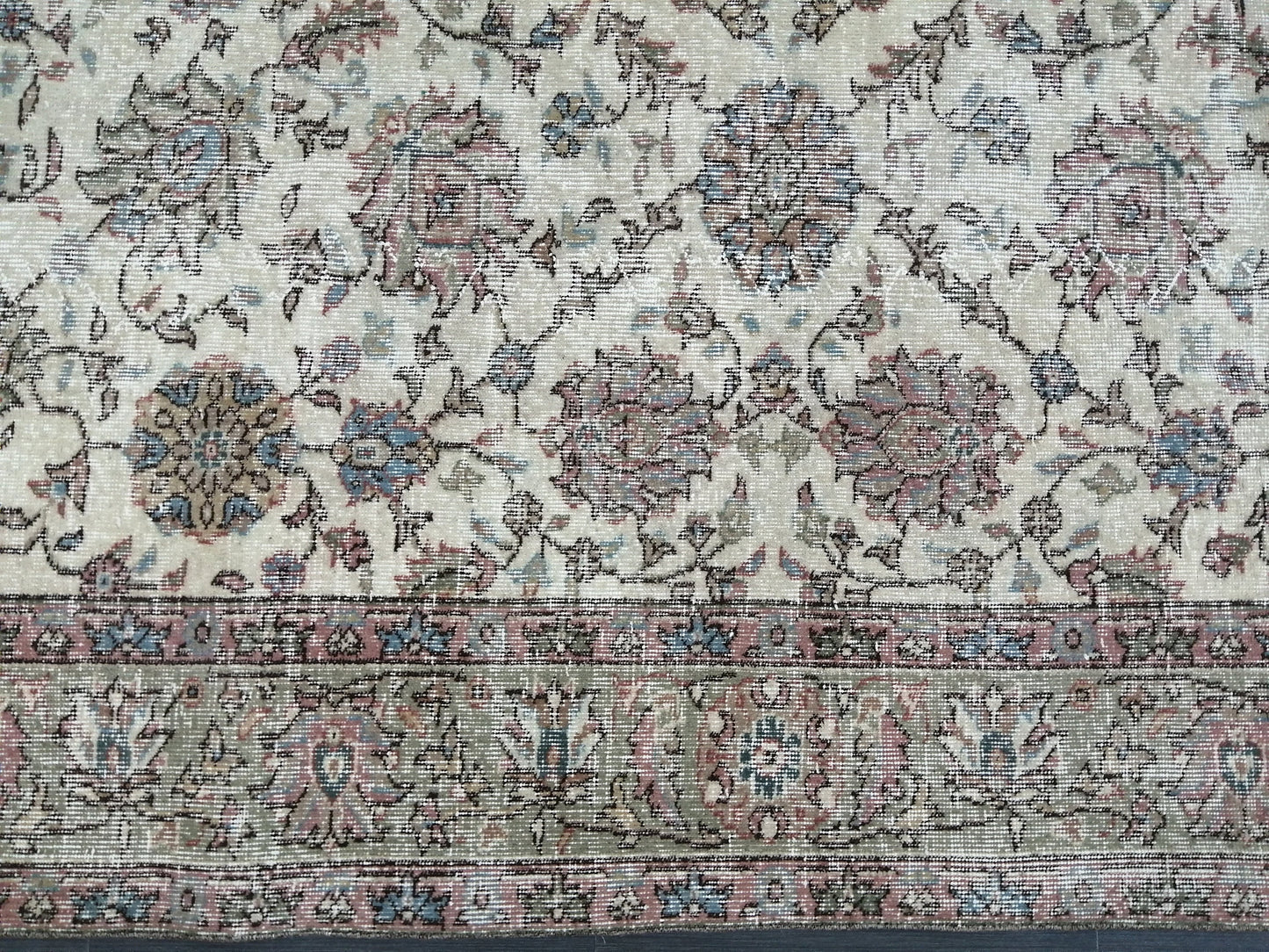 Floral Vintage Rug OUSHAK 7 x 9.8 TURKISH Rug Oriental Vintage Wool Rug Hand Made Rugs Vintage Turkish Rug