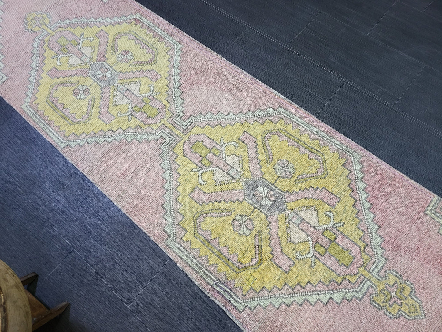 VINTAGE Oushak Runner, Turkish Runner Rug, Vintage 2.6 x 10.2 Runner Rug, Hallway Runner Rug, Turkish Rug Runner Wool Runner Rug