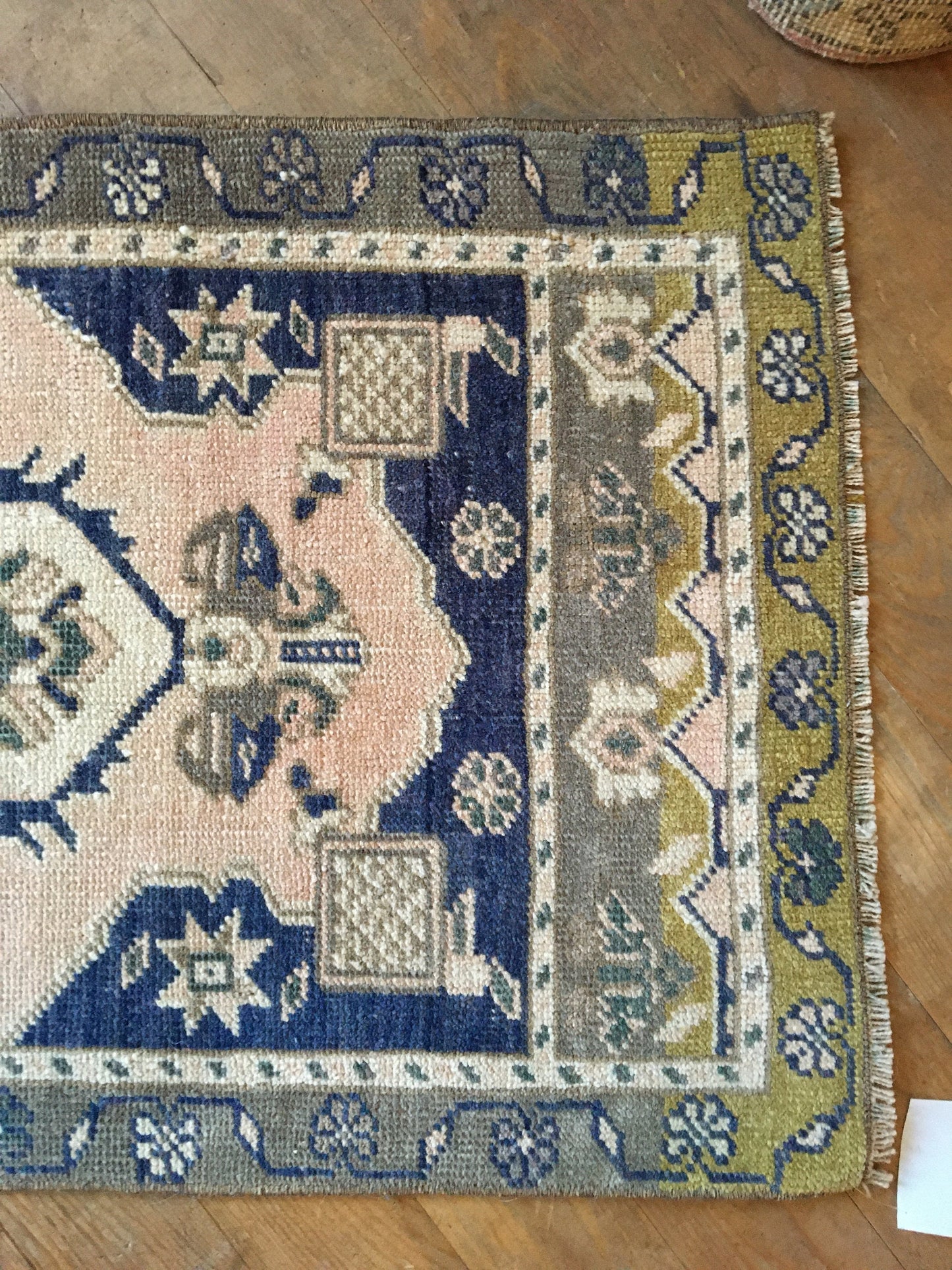 2x3 feet turkish small rug, vintage blue bedroom mini rug, oushak kitchen area small rug, handmade wool bath mat rug,entryway tiny muted rug