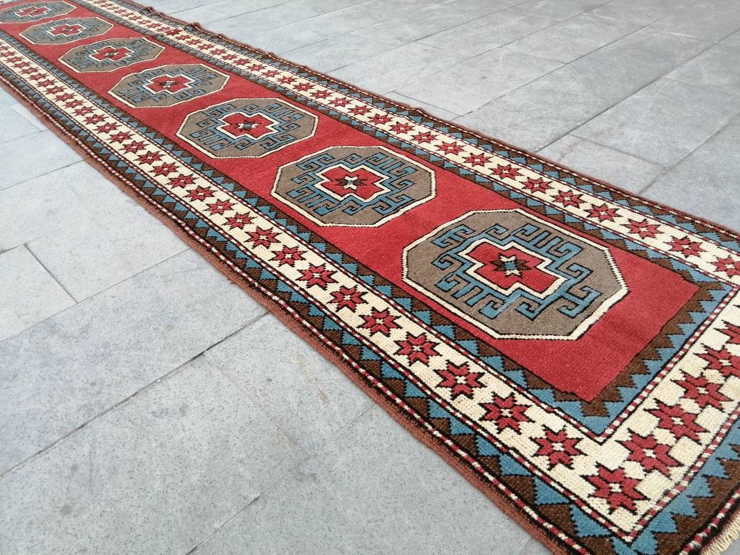 XL Turkish Runner Rug 2.8 x 13 Vintage Runner Rug Hallway Runner Rug Kitchen Runner Rug Staircase l Runner Rug Extra Long Oushak Runner