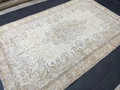 Muted Vintage RUG 6.5 x 10.3 TURKISH Rug Distressed Vintage Turkish Rug Muted Oushak Rug Large Persian Rugs Vintage Oriental Rug 7x10