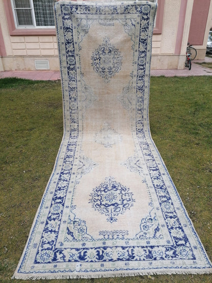 13x4'6 distressed antique oushak turkish runner, vintage runner turkish runner rug,kitchen runner rug, vintage rug,vintage anatolian  runner
