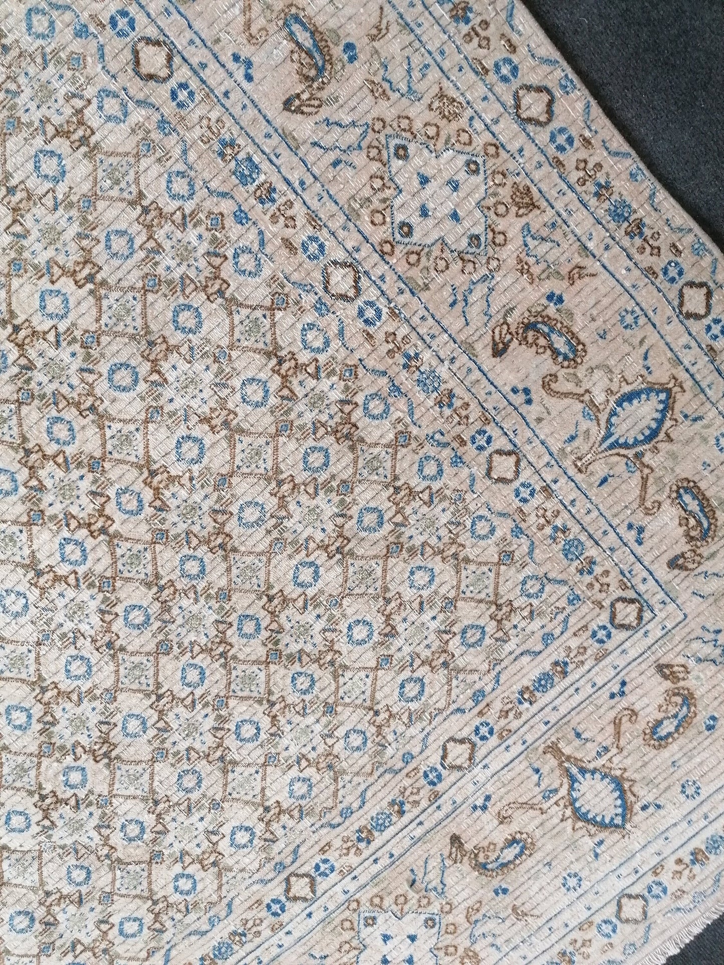 persian wool rug 6'4x8 distressed blue rug, turkish living room rug, handmade rug