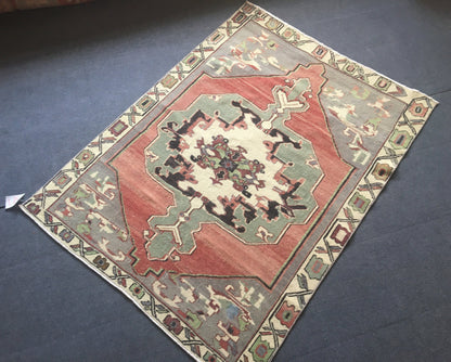 4x5 feet green laundry floor rug, vintage turkish red kitchen area rug, oushak bedroom bohem rug, anatolian bathroom large rug, wool carpets