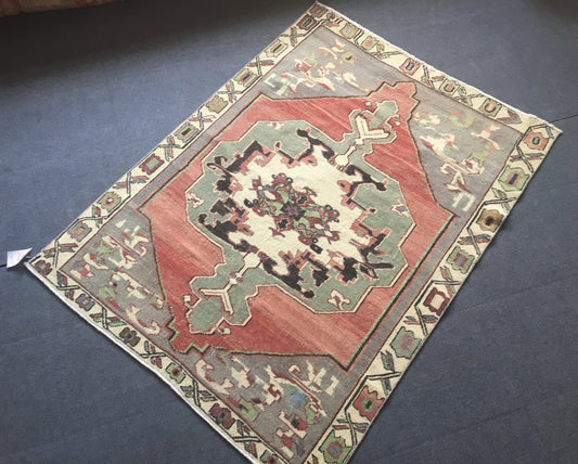 4x5 feet green laundry floor rug, vintage turkish red kitchen area rug, oushak bedroom bohem rug, anatolian bathroom large rug, wool carpets